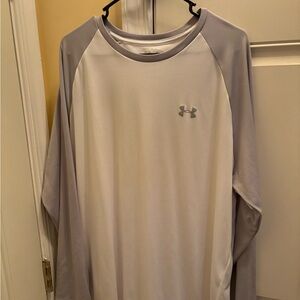 Under Armour Mens Long Sleeve  Logo UA Velocity Shirt  white/gray  Size XXL